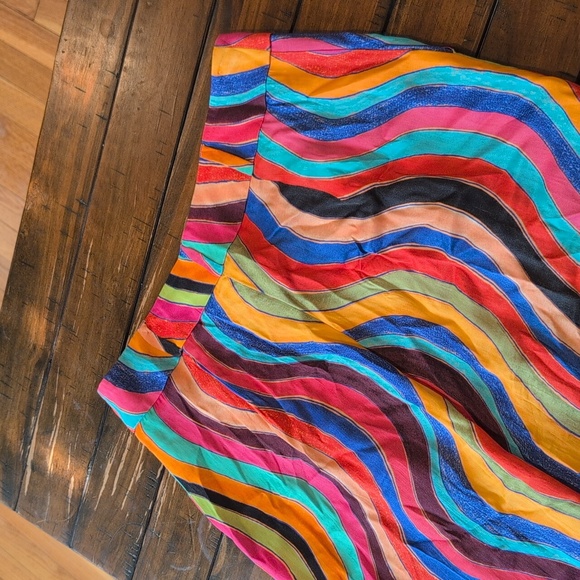 Farm Rio Anthropologie Colorful Wave Pattern Women's Wide Leg Pants Med Petite - Picture 9 of 11